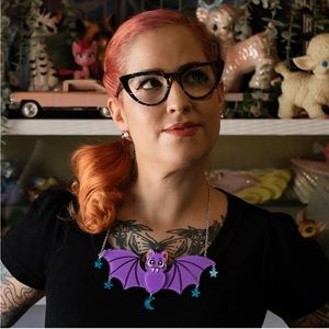 Erstwilder Baron Von Bat acrylic necklace by Mimsy